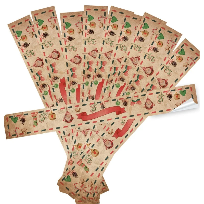 Weihnachtsbanderole Vintage Weihnachtskugeln braun beige rot grün 5 x 42 cm