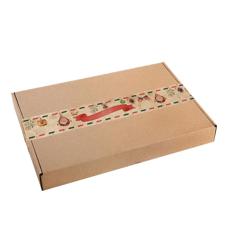 Weihnachtsbanderole Vintage Weihnachtskugeln braun beige rot grün 5 x 42 cm