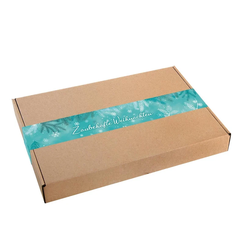 Weihnachtsbanderole Zauberhafte Weihnachten türkis blau weiß 5 x 42 cm