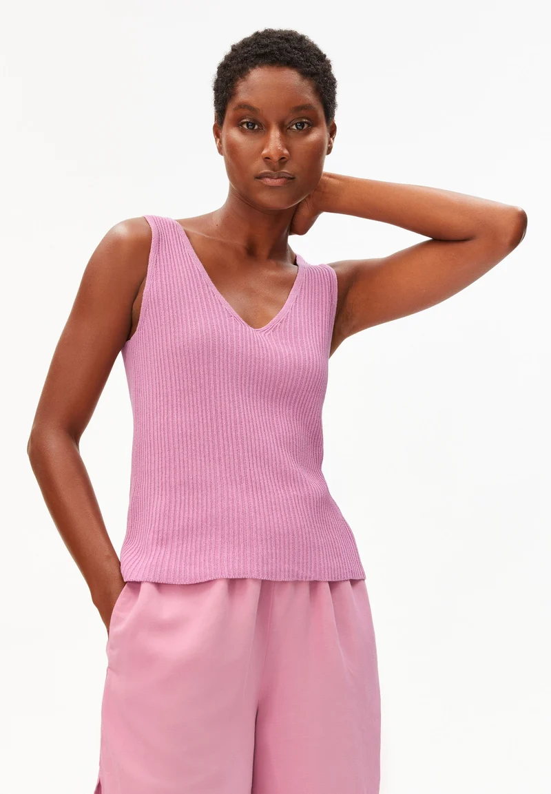 LEINEN-MIX STRICKTOP | washed berry