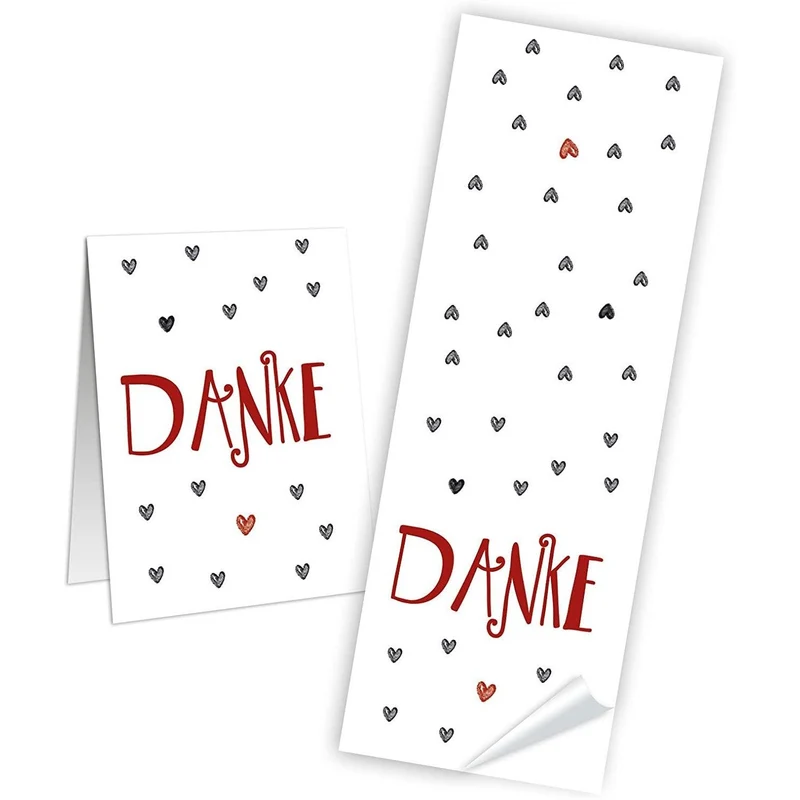 Blockbodenbeutel braun mit Sichtfenster 8,5 x 5 x 26,5 cm mit Banderolen „Danke“ weiß-rot