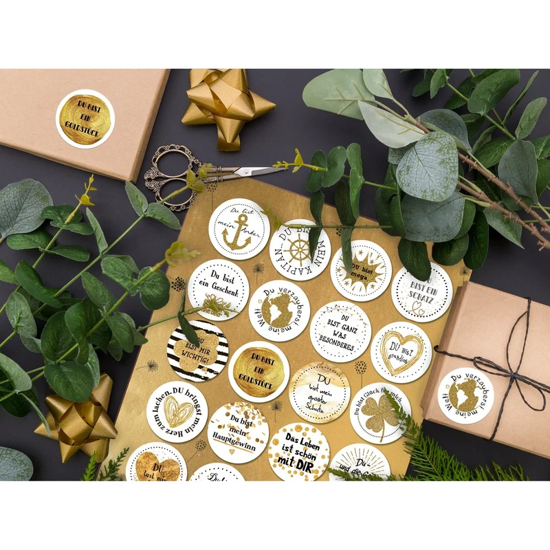 Logbuch-Verlag 24 Geschenkaufkleber gold weiß schwarz DU BIST … - Motivationsaufkleber Aufkleber Sticker Liebe Freundschaft
