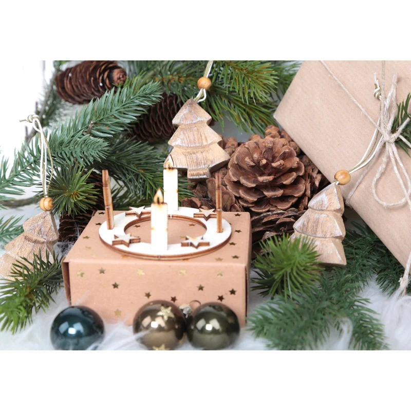 9 kleine Adventskränze aus Holz - Adventskranz Miniatur