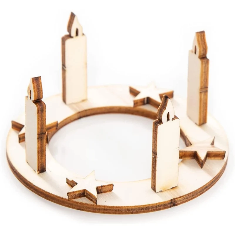 3 Weihnachtskarten Klappkarten mit Umschlag – innen blanko mit Mini-Adventskranz aus Holz