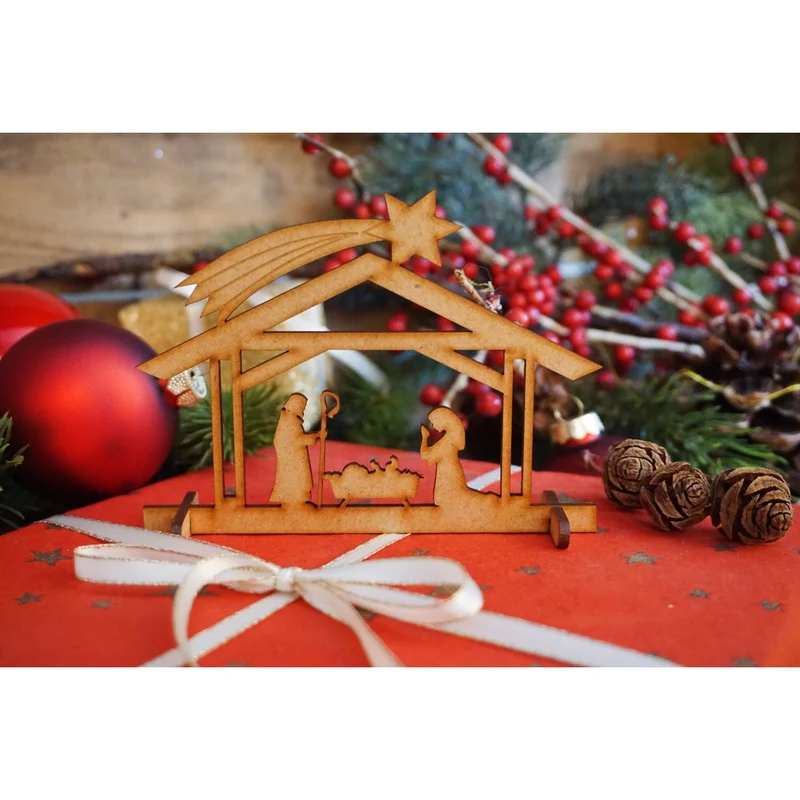 3 Krippen Miniaturen aus Holz - Tischkrippe kleine Krippenfiguren zum Verschenken