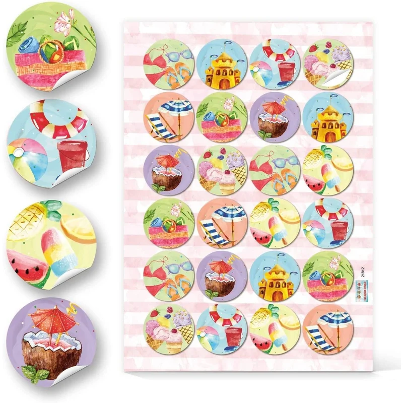 Logbuch-Verlag 96 bunte Sticker sommerlich - Strandparty Fotoalbum Aufkleber Verzierung - Scrapbooking Bastelzubehör Urlaub Strand