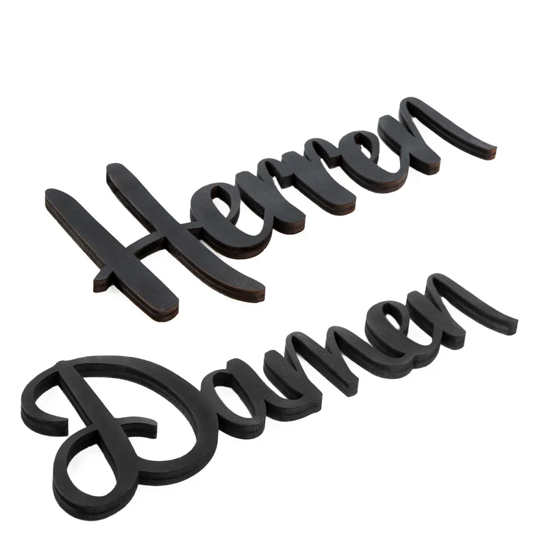 Damen + Herren WC Schilder Set Türschild 25 cm schwarz