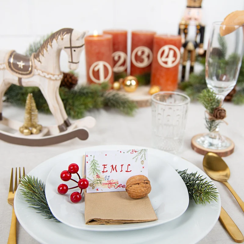 Tischkärtchen Weihnachtsfeier 25 Stück rot grün beige zum Beschriften