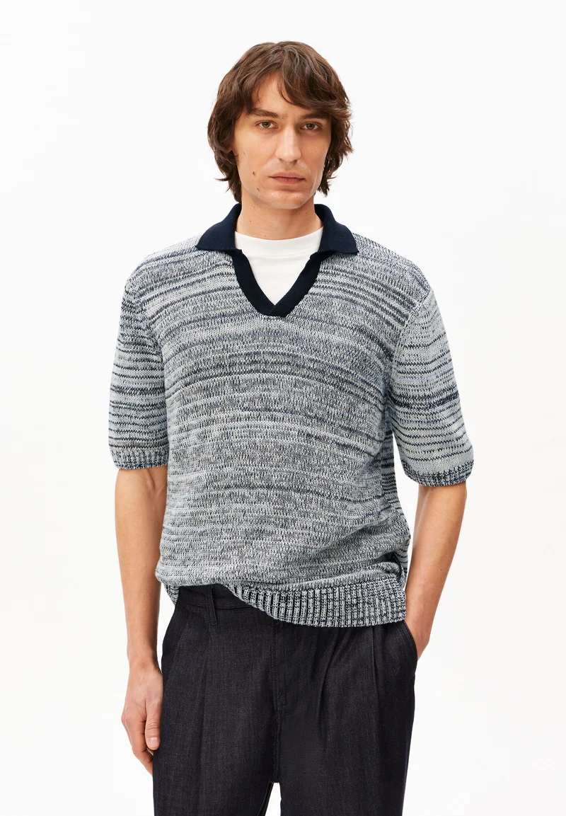 GARN-MIX POLOSHIRT | black-oatmilk-wedgwood