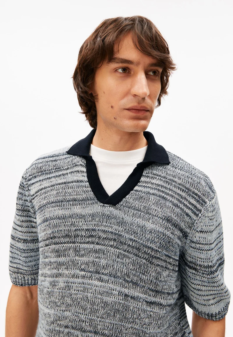 GARN-MIX POLOSHIRT | black-oatmilk-wedgwood