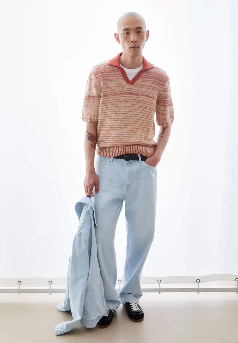 GARN-MIX POLOSHIRT | tabasco red-oatmilk-sunflower