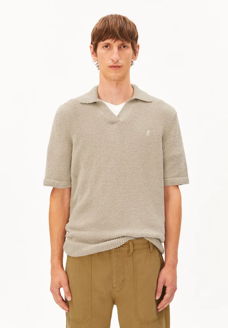 BOUCLE STRICKPOLOSHIRT | sandstone