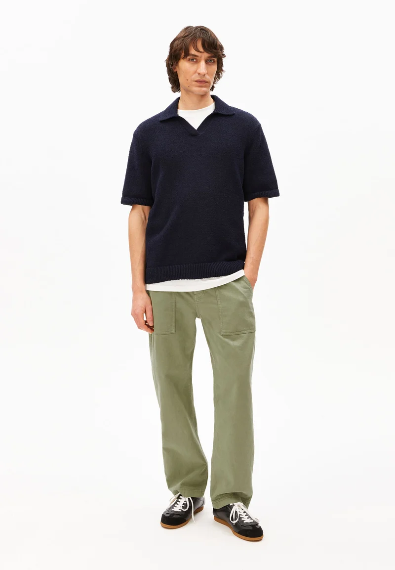 BOUCLE STRICKPOLOSHIRT | night sky