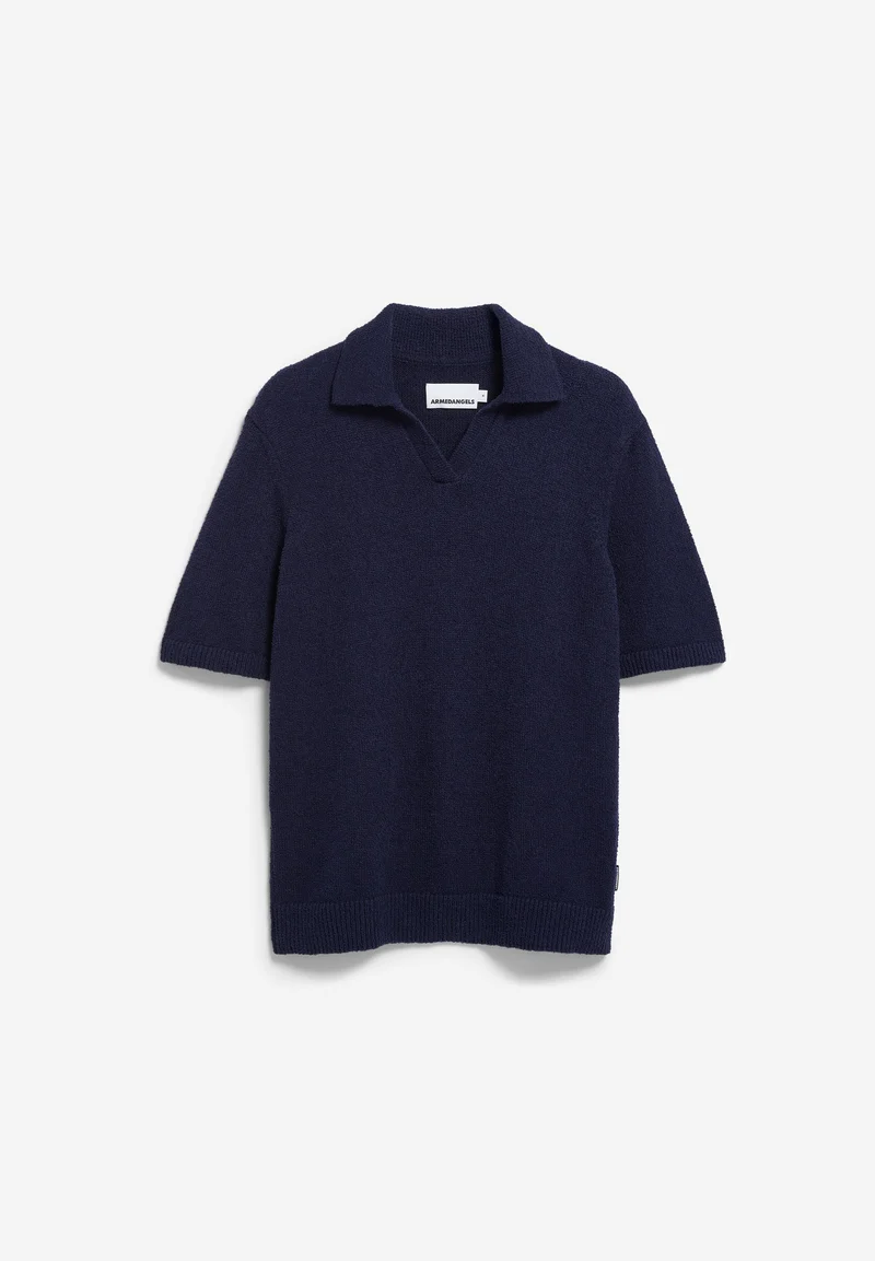 BOUCLE STRICKPOLOSHIRT | night sky