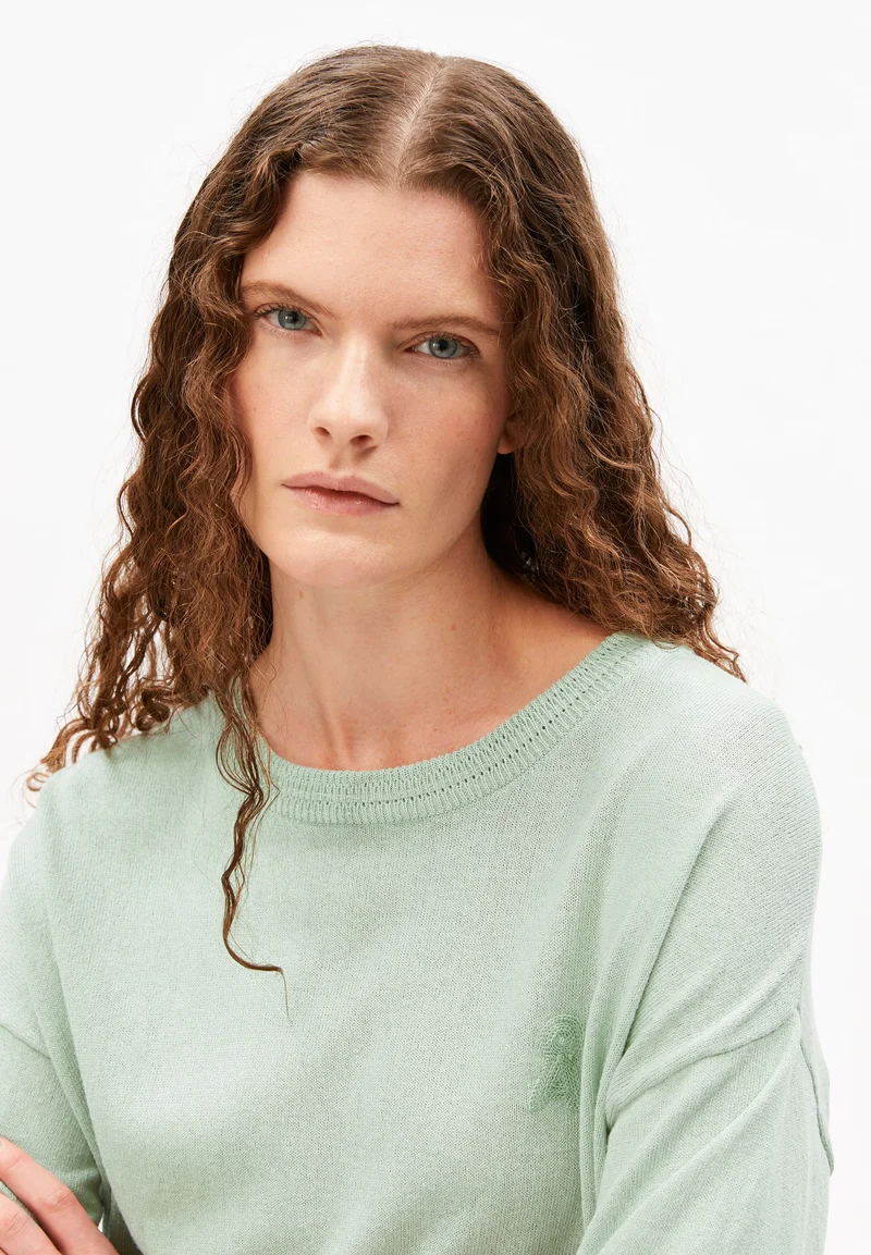 KURZÄRMLIGES LEINEN-MIX STRICKSHIRT | foam