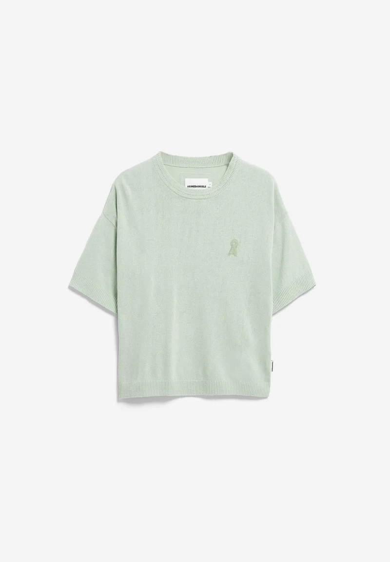 KURZÄRMLIGES LEINEN-MIX STRICKSHIRT | foam