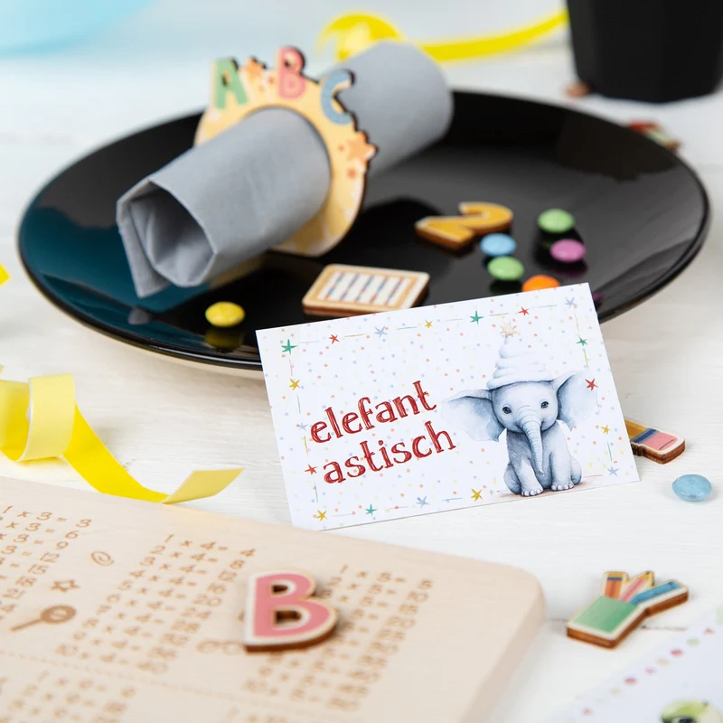 10 Serviettenringe erster Schultag - Einschulung Tischdeko bunt ABC