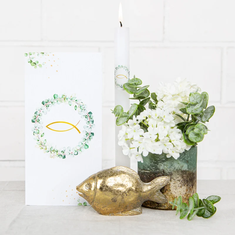2 Deko-Fische Figuren Vintage in Antik-Gold Terrakotta - Maritime Dekoration 12 cm