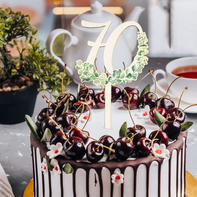 70. Geburtstag Cake Topper 70 Jahre - Jubiläum Holzstecker 18 cm