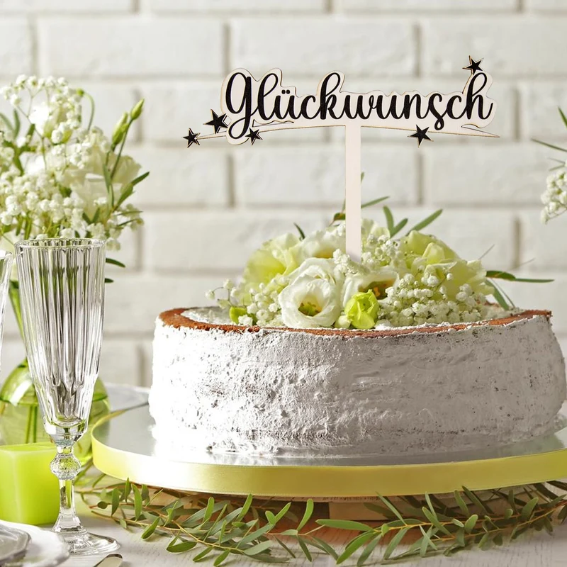 Glückwunsch Cake Topper Tortendeko Holzstecker