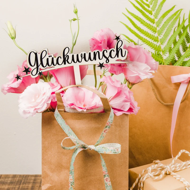 Glückwunsch Cake Topper Tortendeko Holzstecker