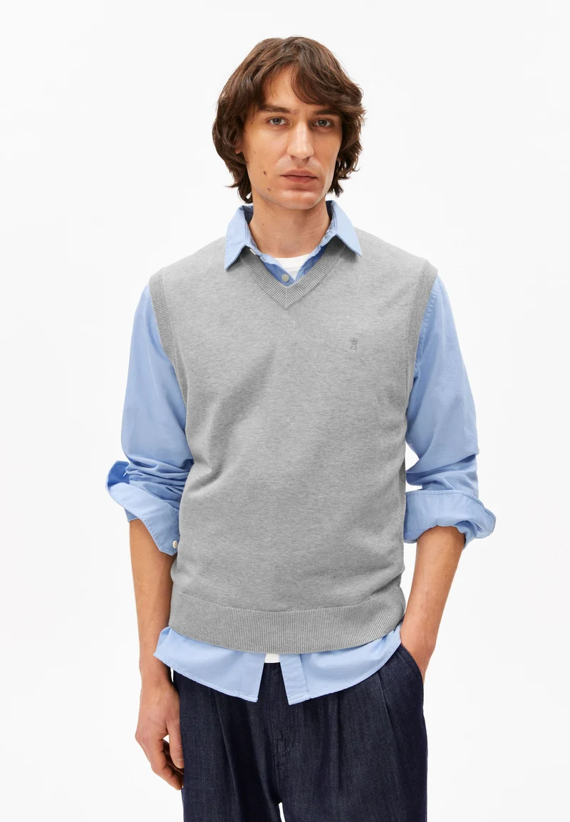 V-NECK PULLUNDER | silver melange