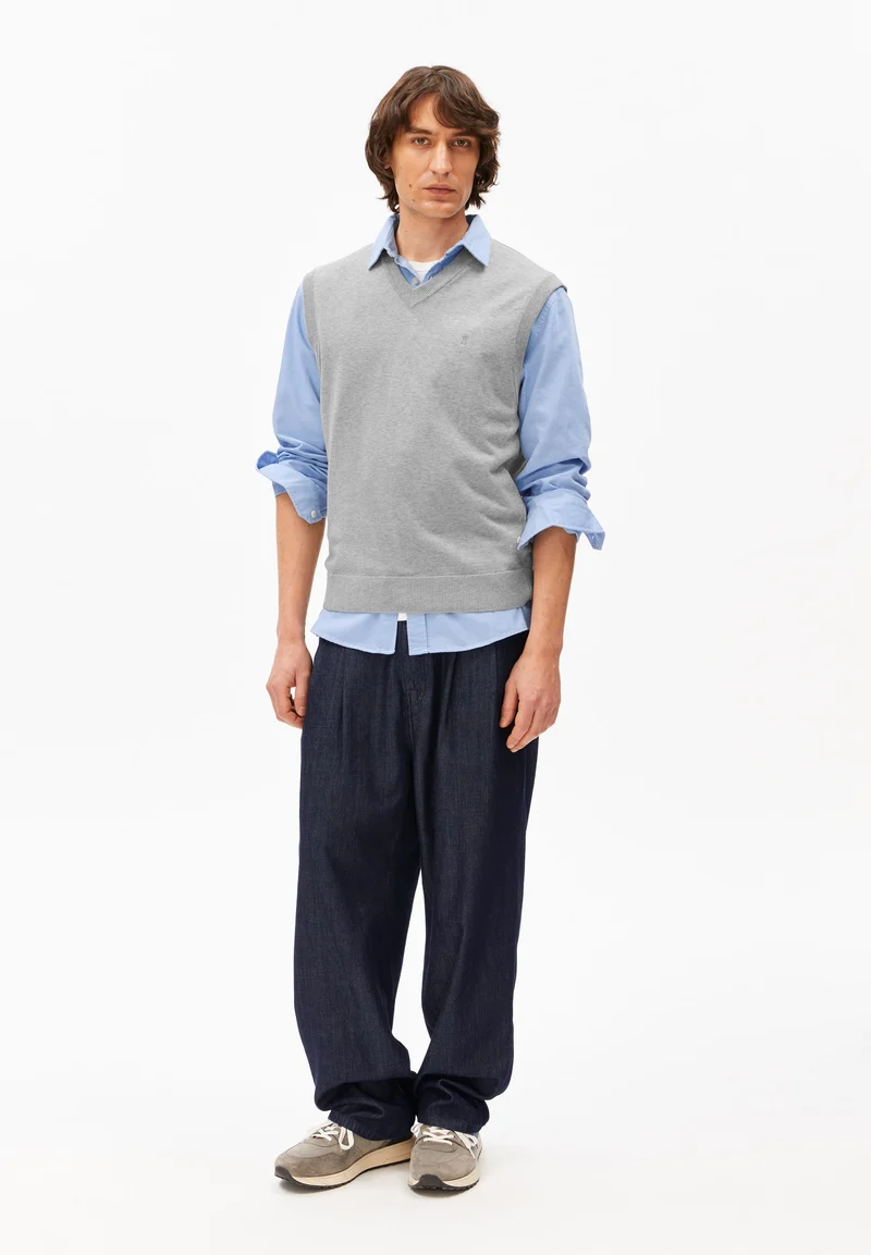 V-NECK PULLUNDER | silver melange