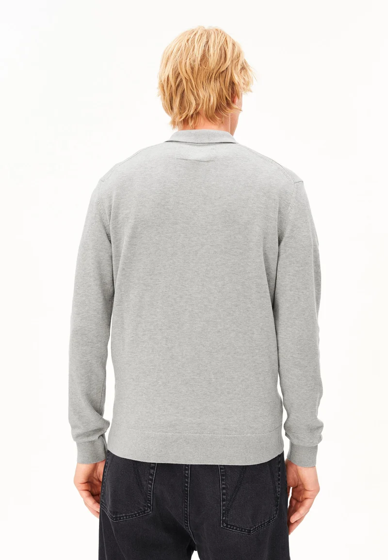 STRICK-POLOLANGARMSHIRT | silver melange