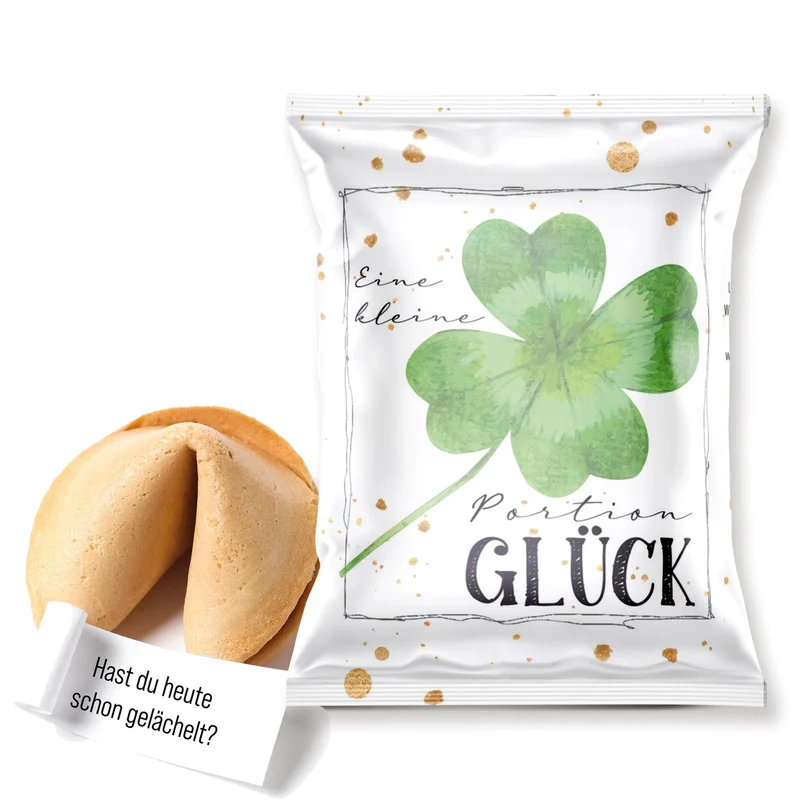 10 Glückskekse Eine Portion Glück – Glücksbringer Gastgeschenk mit Spruch