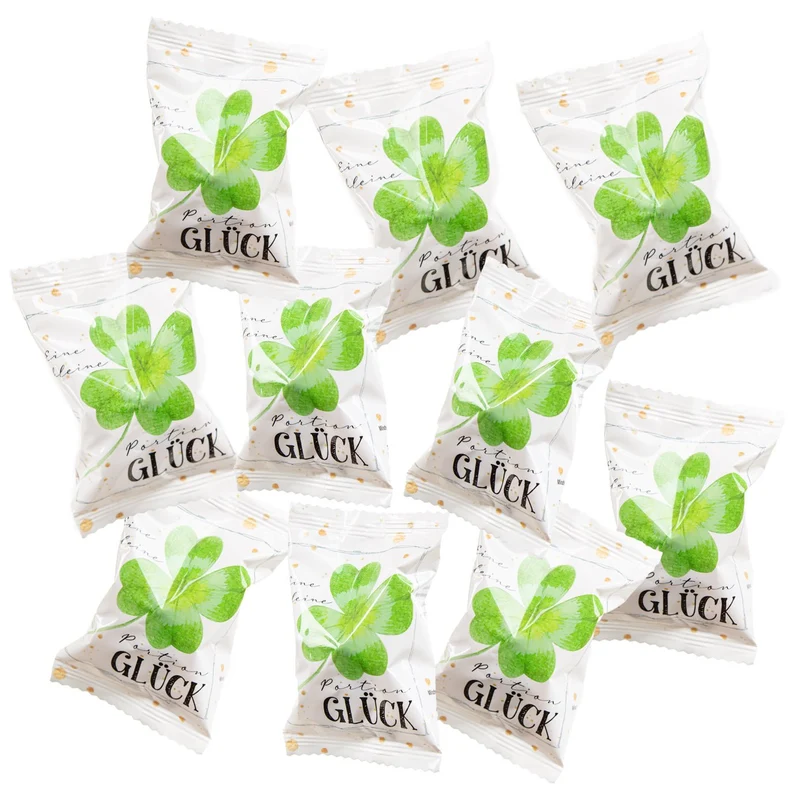 10 Glückskekse Eine Portion Glück – Glücksbringer Gastgeschenk mit Spruch