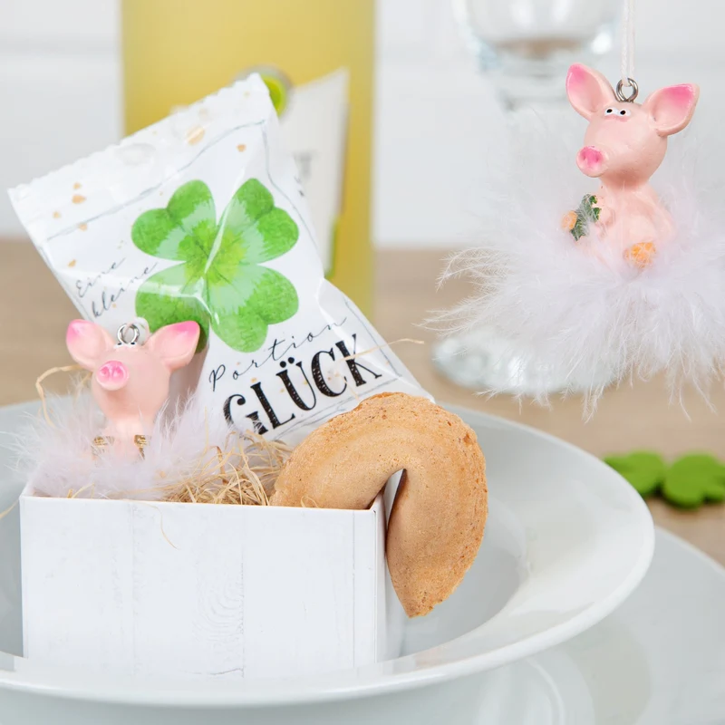10 Glückskekse Eine Portion Glück – Glücksbringer Gastgeschenk mit Spruch
