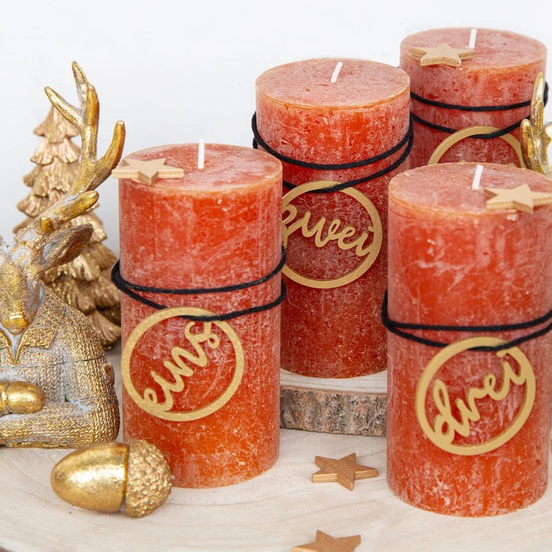 Adventskranz Zahlen aus Holz Gold für Kerzen & Kerzenhalter Ø 5 cm