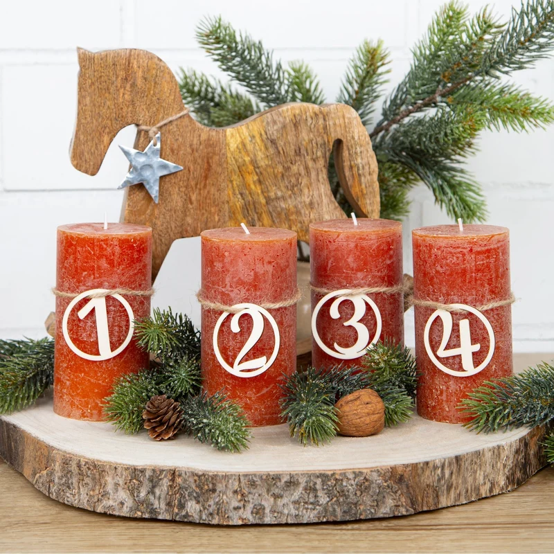 Zahlen aus Holz natur für Adventskranz Kerzen & Kerzenständer Ø 5 cm