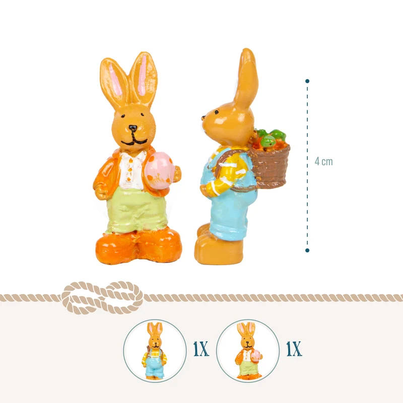 8 Mini Osterhasen Figuren kleine Bunte Hasen Ostergeschenk Ostern Tischdeko 4 cm
