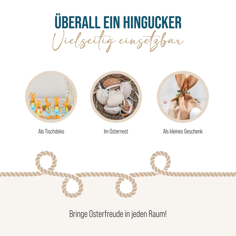 8 Mini Osterhasen Figuren kleine Bunte Hasen Ostergeschenk Ostern Tischdeko 4 cm