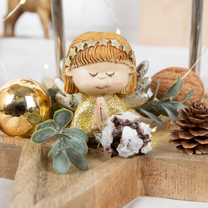 2 Weihnachtsengel Gold mit Glitzer Schutzengel Engel 6 cm Geschenk Weihnachten