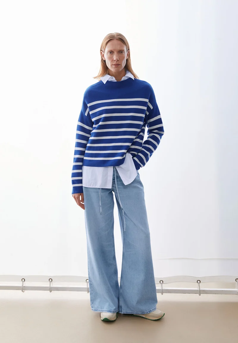 MERINAA GESTREIFTER STRICKPULLOVER | dynamo blue-oatmilk