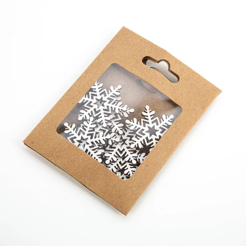 8 Holz Schneeflocken weiß Ø4cm Streudeko Eiskristalle Winter
