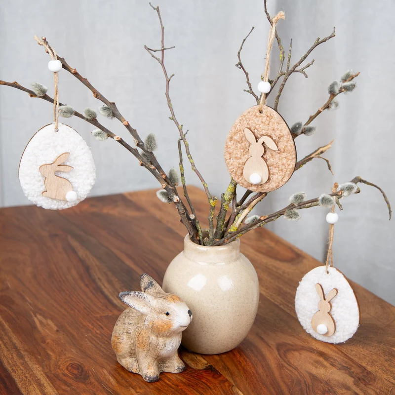 4 Hasen Figuren Ostern Deko braun Terrakotta 9,5 cm Osterhasen kleines Ostergeschenk