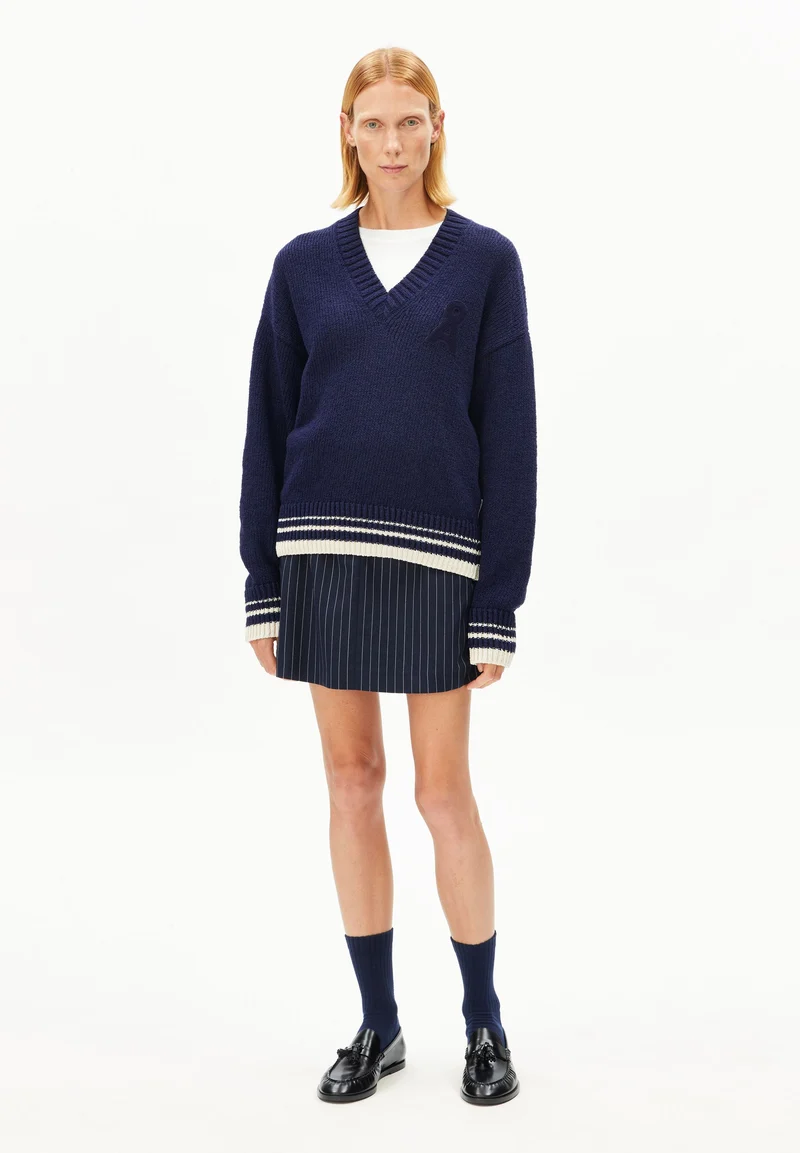 ICONIC Å COLLEGE STRICKPULLOVER | tinted navy-oatmilk