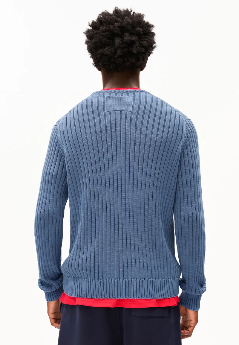 PIGMENT DYE RIPP-STRICKPULLOVER | light tinted navy