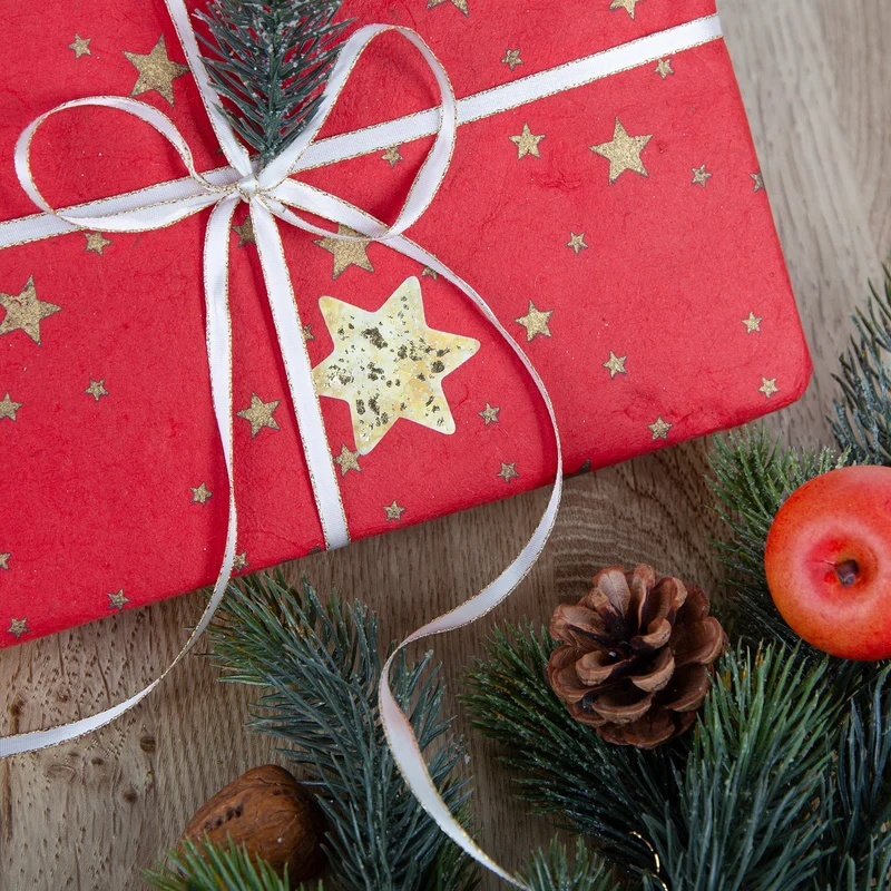 200 Sterne Aufkleber gold Sternaufkleber auf Rolle Weihnachten 5 cm