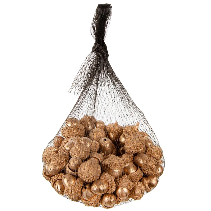Streuartikel Set 200 g Mini Eicheln aus Holz Gold Weihnachten