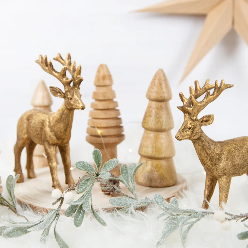 Naturfarbene Holz Bäume 2 Weihnachtsbäume 15 cm Weihnachten