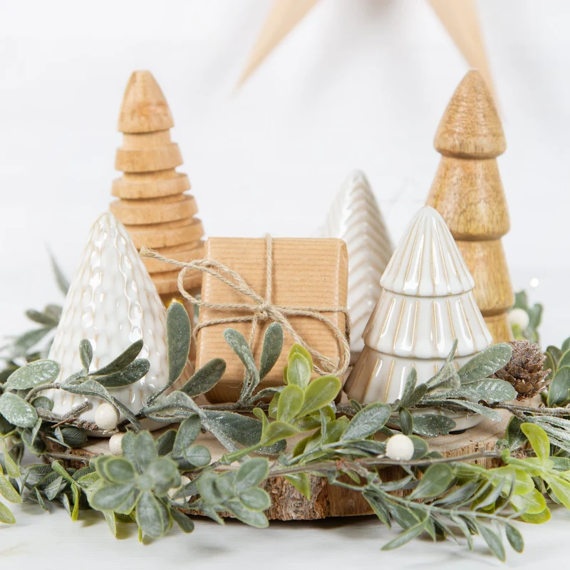 Naturfarbene Holz Bäume 2 Weihnachtsbäume 15 cm Weihnachten