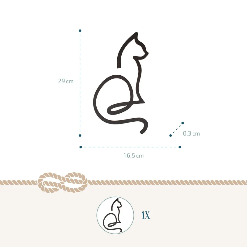 Katzen Silhouette Dekokatze aus Holz Türkranz One Line 29 cm