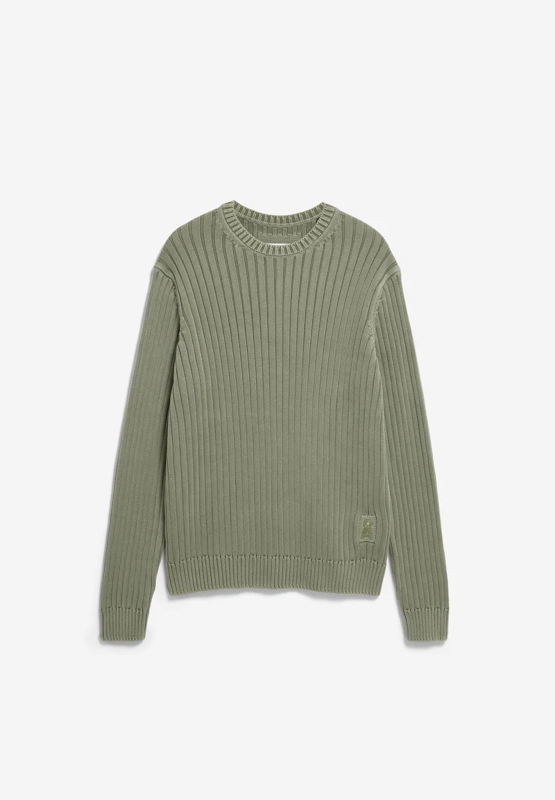 PIGMENT DYE RIPP-STRICKPULLOVER | fatigue green