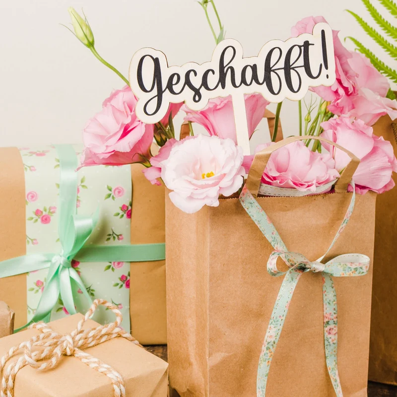 Geschafft Cake Topper Prüfung bestanden Schulabschluss Tortendeko