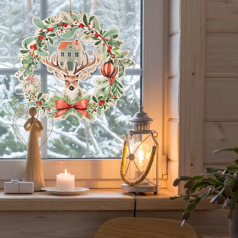 Weihnachtskranz für Tür & Wand Hirsch Mistel Ø 29 cm