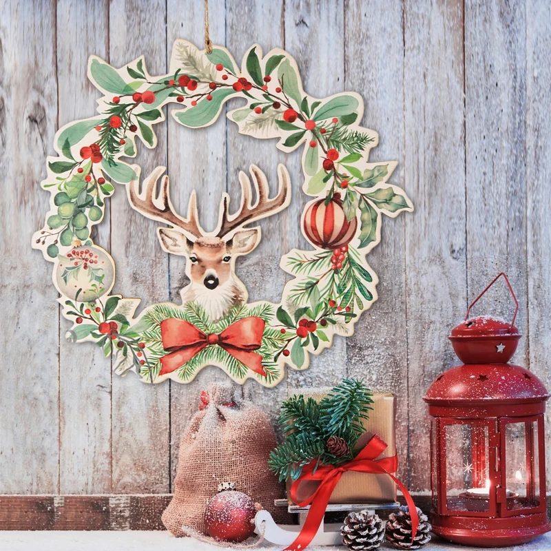 Weihnachtskranz für Tür & Wand Hirsch Mistel Ø 29 cm
